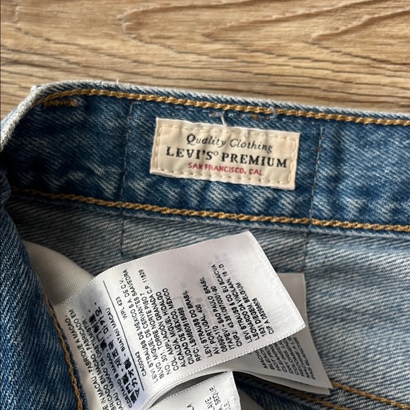 Levi's 501 Blue Distressed Jean Shorts - Picture 2 of 5